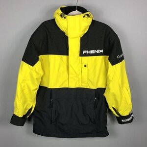 VTG Phenix Cordura Gear Mountain Ski Snow Jacket M/L Yellow Black 1/2 Zip Japan